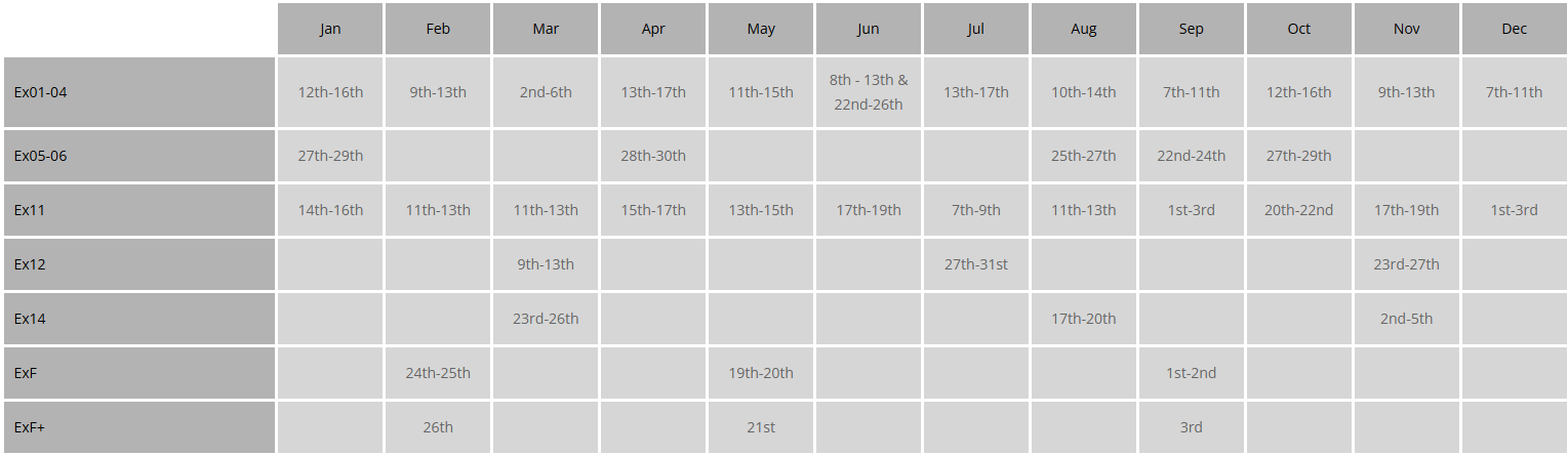 2026 UK training schedule 2026 UK training schedule