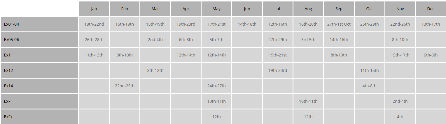 2027 UK training schedule 2027 UK training schedule